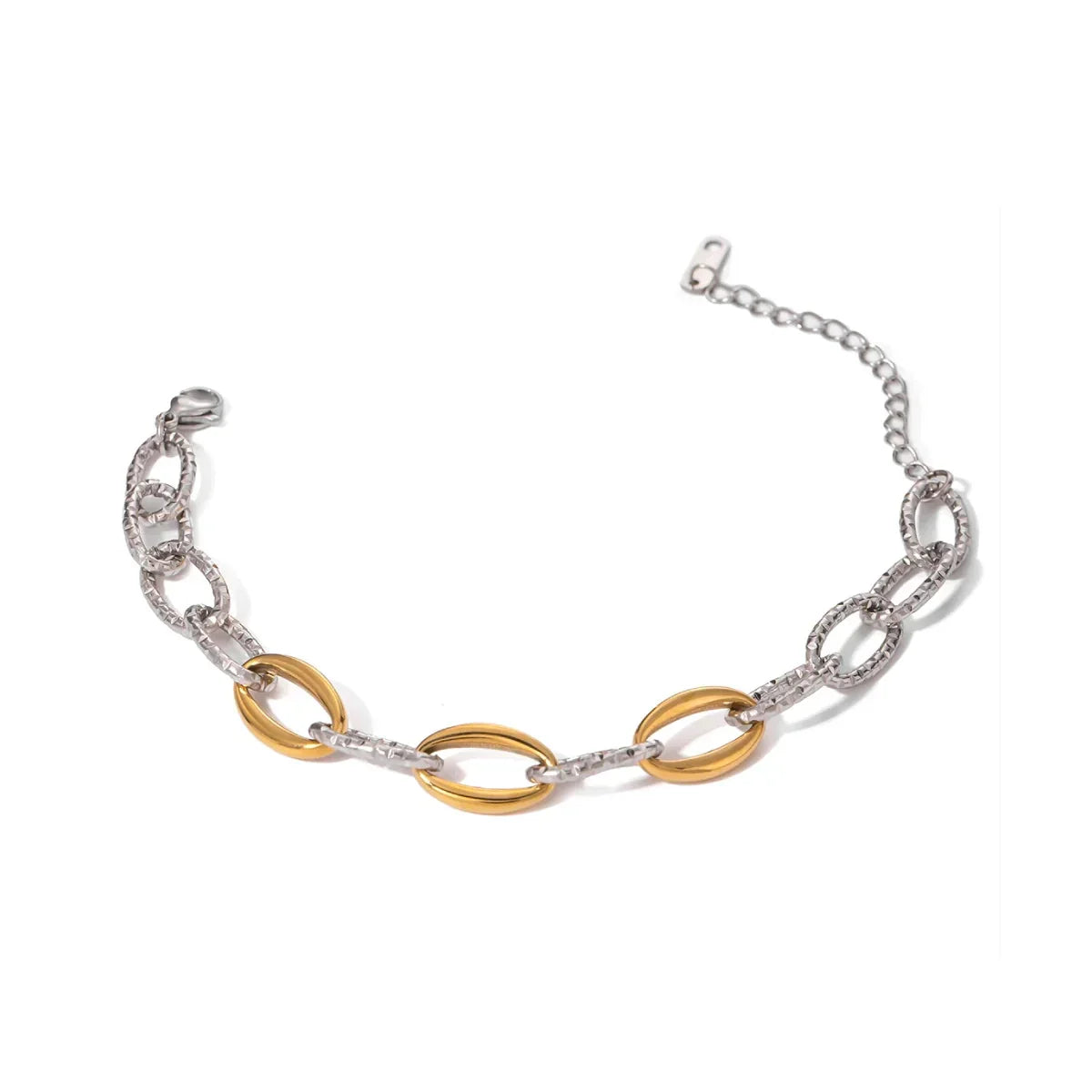 Fashionable Two Tone Silver Hinged Bangle