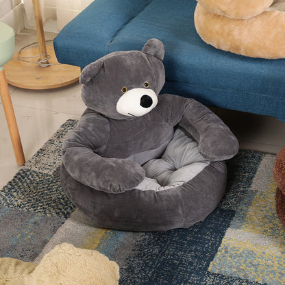 Cozy Teddy Bear Dog Bed for Cold Weather
