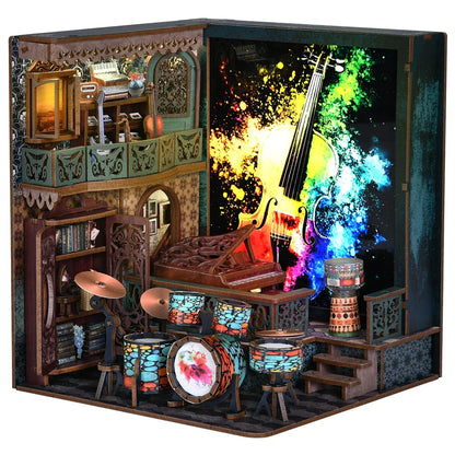 Compact Wooden Bookcase with LED Lighting Kit