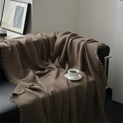 Soft Classic Woven Cotton Throw Blanket - Luxicro