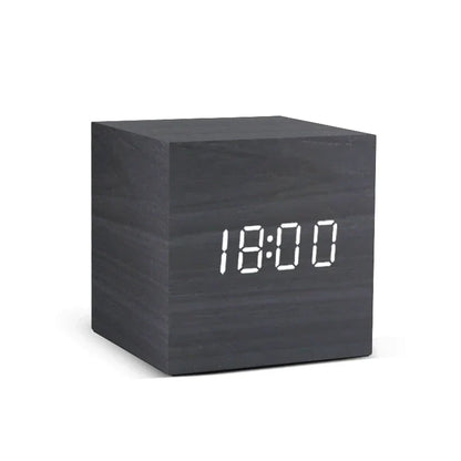 Compact Wooden Digital Desk Clock - Luxicro