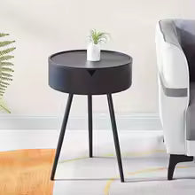 Space Saving Small Round Side Table with Shelf - Luxicro