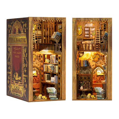 Mini Wooden Dollhouse Book Shelf Kit Cozy Library Decor
