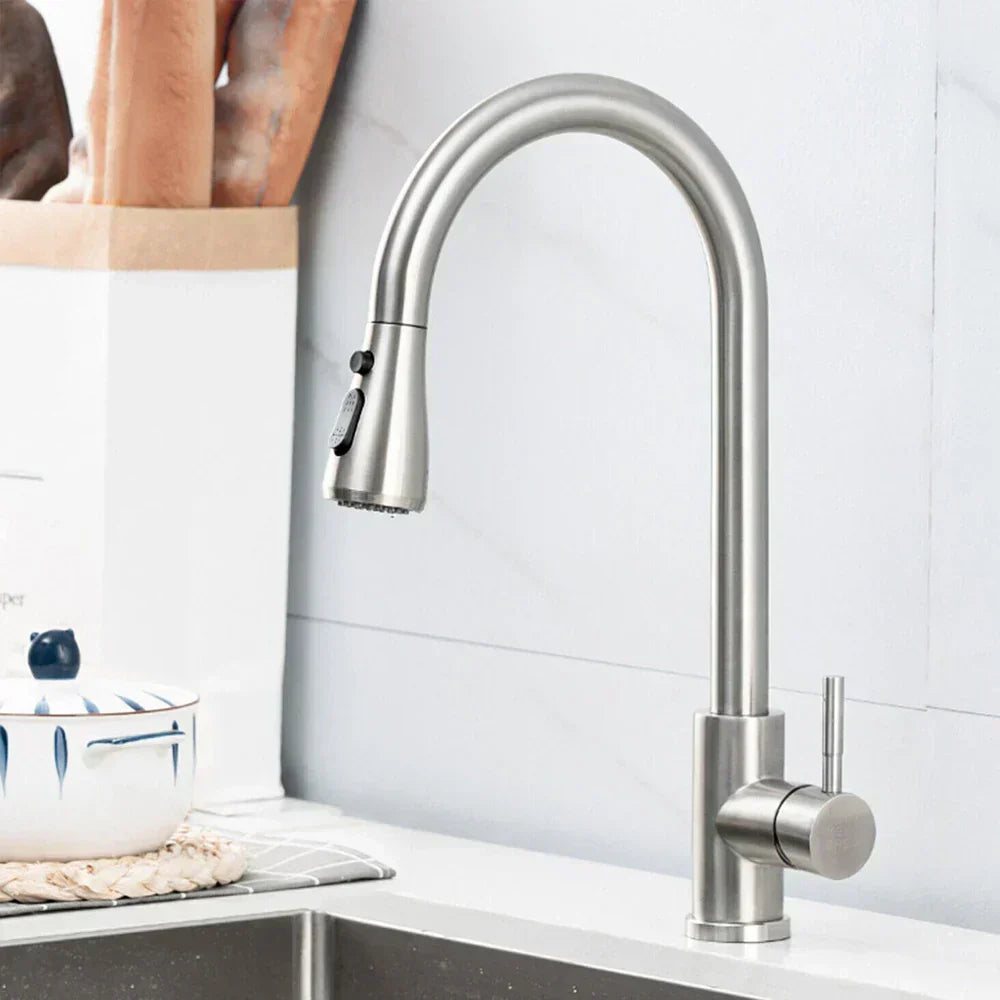 Sleek Black Pull-Down Kitchen Faucet