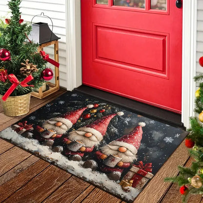 Festive Holiday Welcome Door Mat Indoor Entrance Rug
