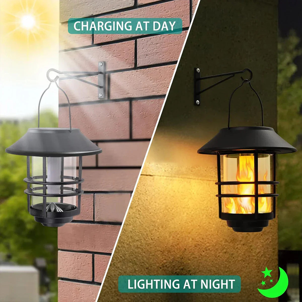 Garden Solar Lantern with Warm Flicker Light Effect