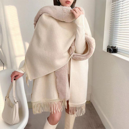 Soft Plush Hooded Poncho Throw Blanket for Women