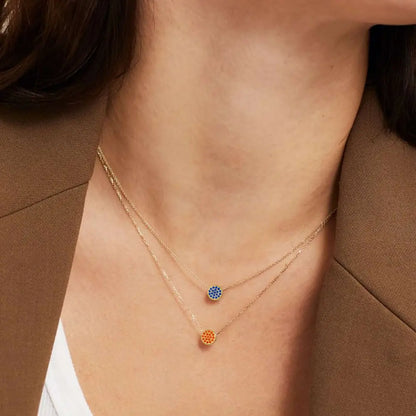 Sparkling Birthstone Circle Pendant Necklace