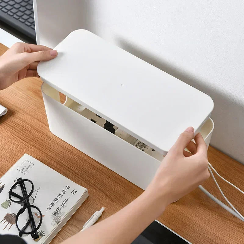 Cable Management Box with Lid - 32cm Cord Organizer