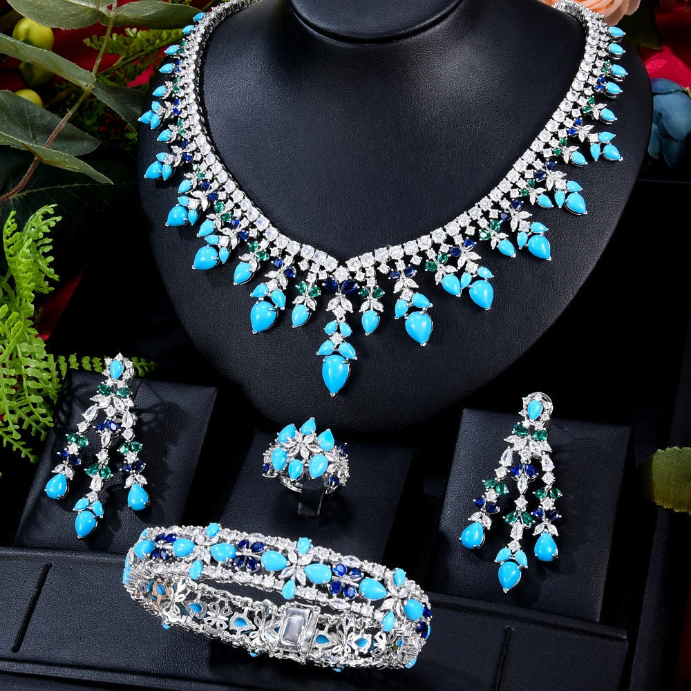 Beautiful Blue Gem Stone Jewelry Storage Box Set - Luxicro