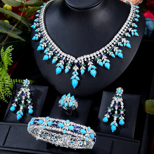 Beautiful Blue Gem Stone Jewelry Storage Box Set - Luxicro