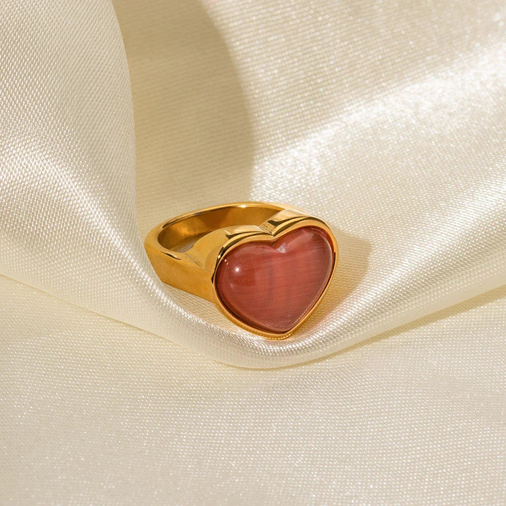 Lovely Pink Gold Heart Ring