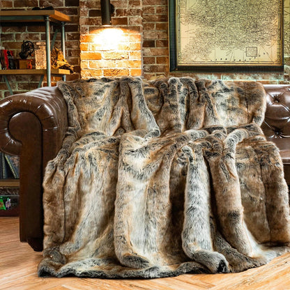Cozy Faux Fur Throw Blanket Soft Home Accent