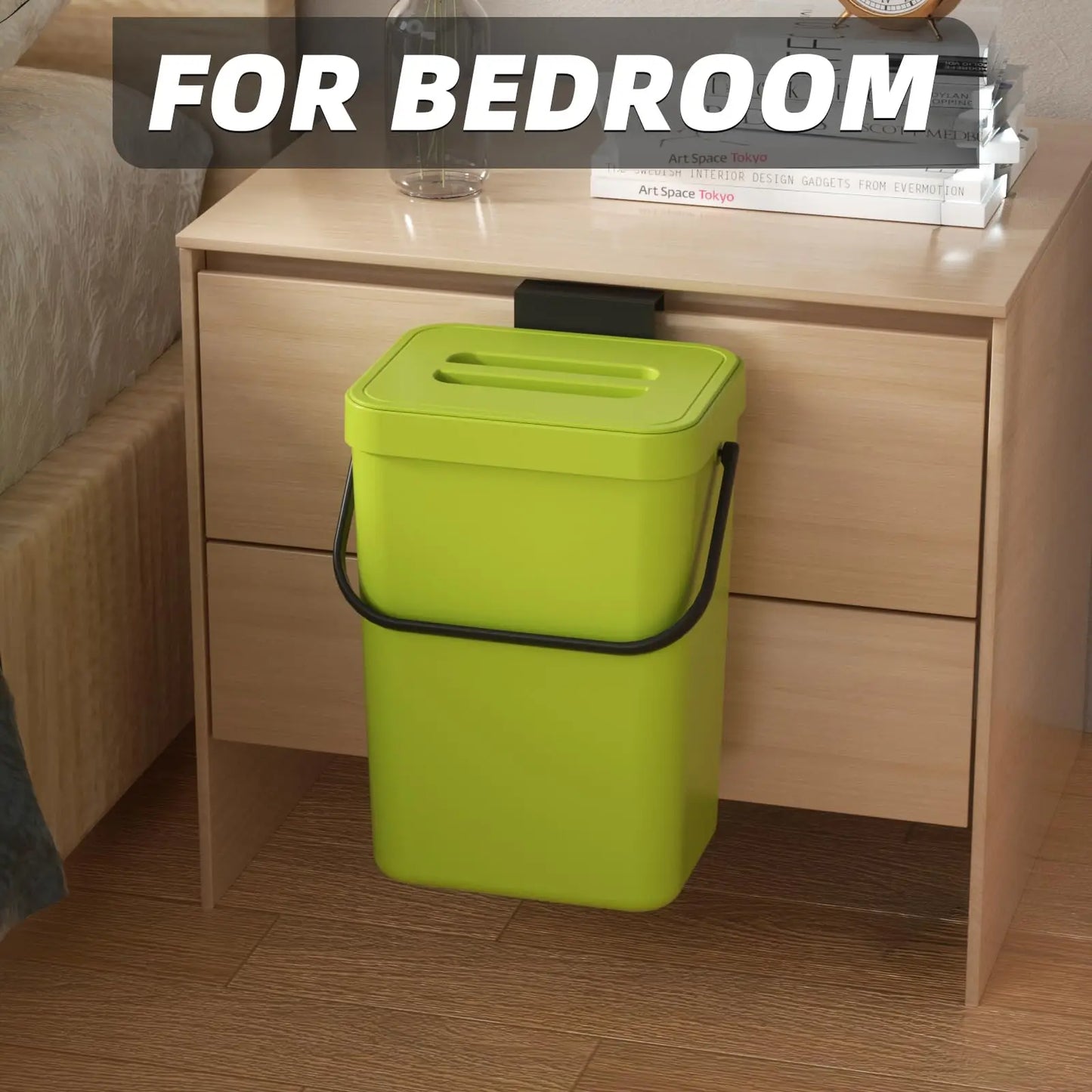 Space Saving Wall Mount Small Trash Can with Lid