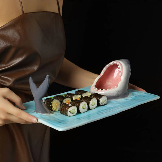Big Blue Ceramic Sushi Serving Platter - Luxicro