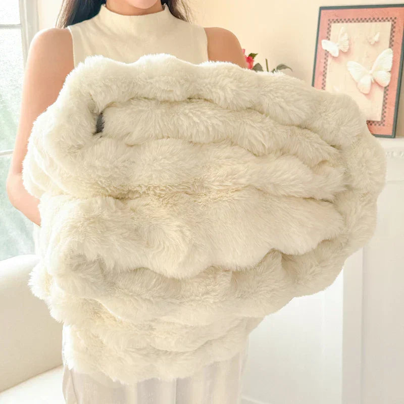 Plush Double Layer Faux Fur Throw Blanket