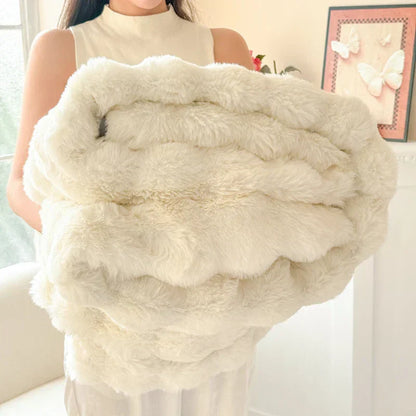 Plush Double Layer Faux Fur Throw Blanket