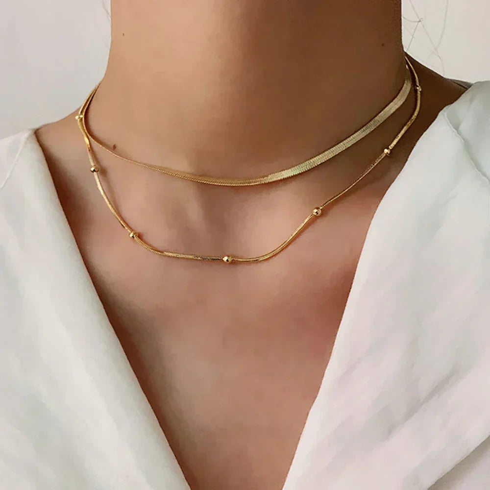 Luxury Bar Chain Stacked Necklace Set - Luxicro