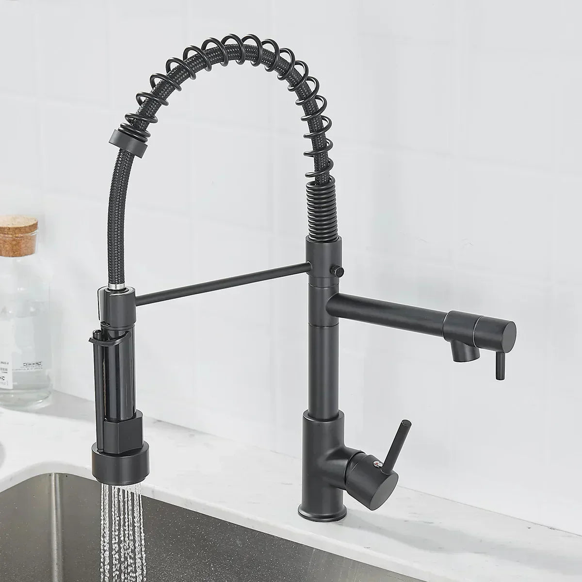 Black and Gold 2 Handle Kitchen Sink Faucet