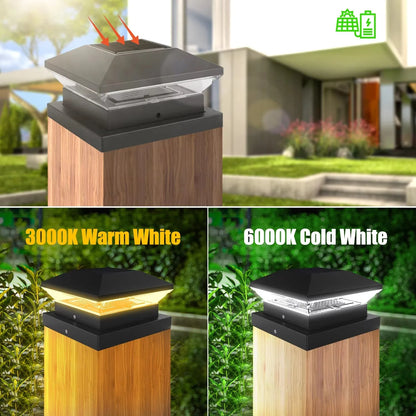Outdoor Solar Post Lamp Adjustable Warm White Waterproof