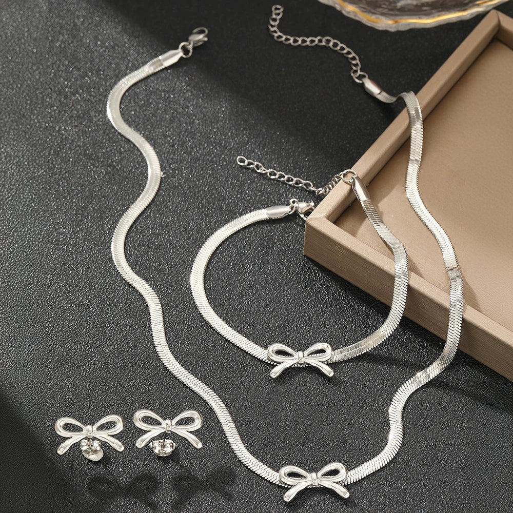 Chic Bow Necklace Set for Ladies