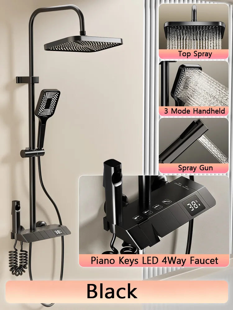 Premium LED Shower Head System