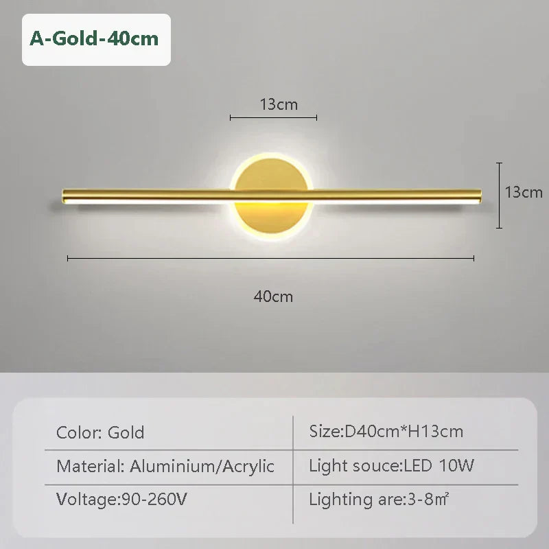 Modern Black Gold Adjustable LED Wall Light