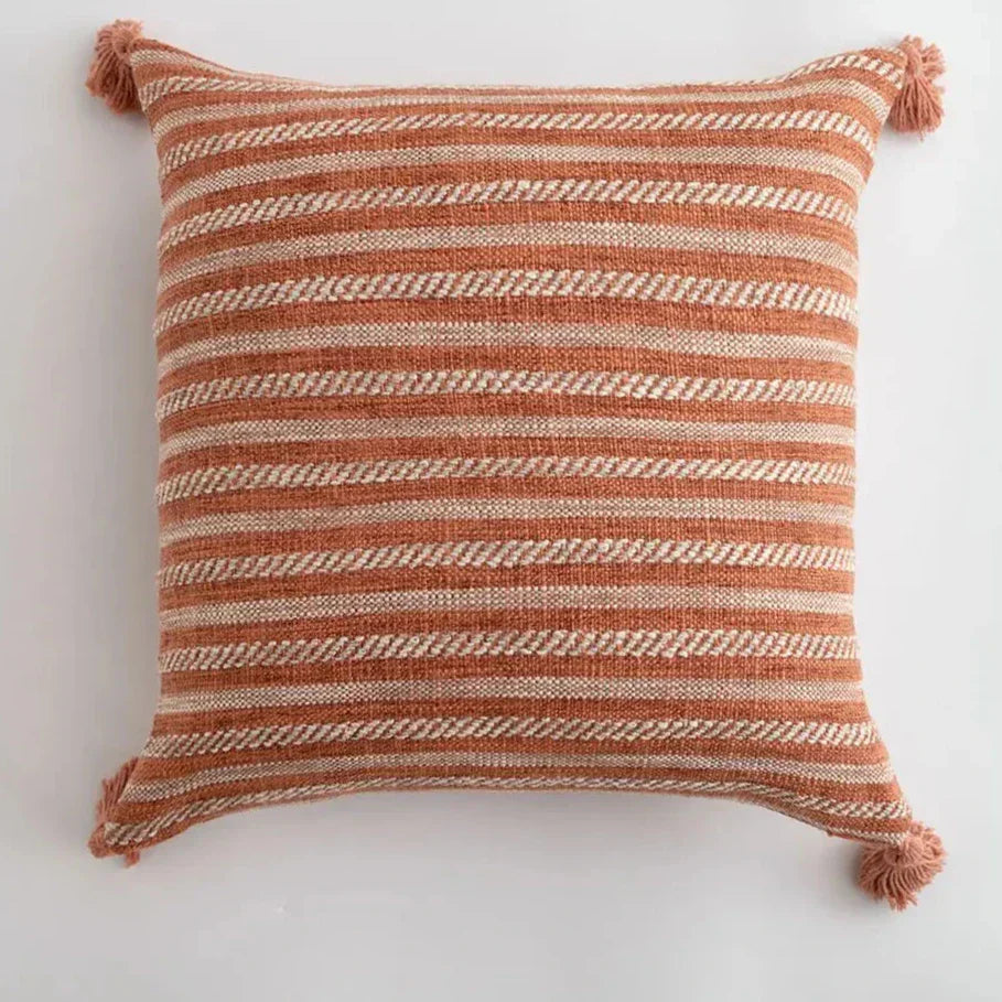 Stylish Home Cushion Cover with Colorful Tassels - Luxicro