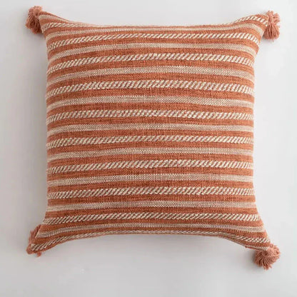 Decorative Throw Pillow Cover with Colorful Tassels - Luxicro