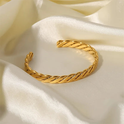 Elegant 18k Gold Plated Twist Bangle Bracelet