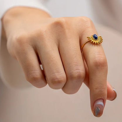 Dainty Sky Blue Gemstone Sun Ring