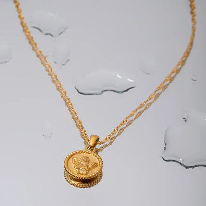 Elegant 18k Gold Angel Pendant Necklace