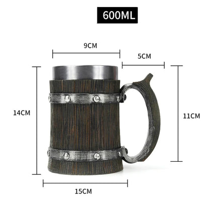 Traditional Viking Style Wood Coffee Mug