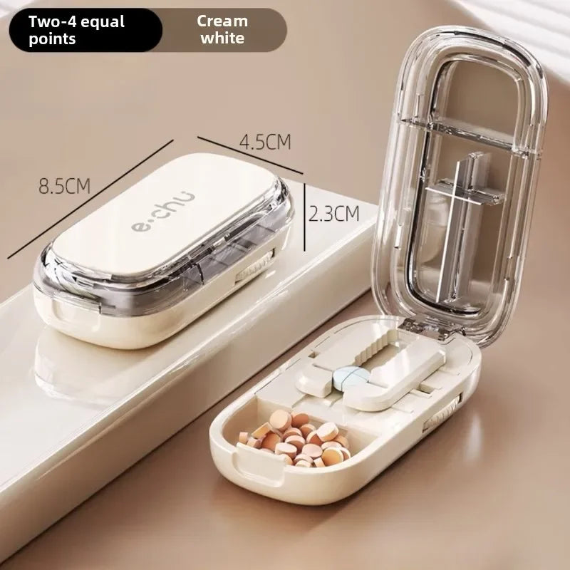 Compact Travel Pill Box Cutter Container
