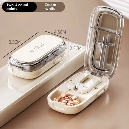 Compact Travel Pill Box Cutter Container