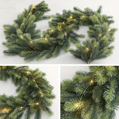 Premium Artificial Pine Christmas Garland with LED Lights - Luxicro