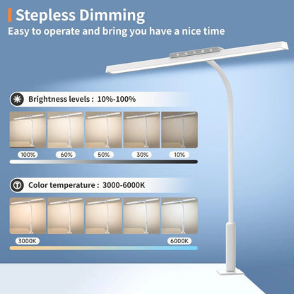 Bright LED Desk Light with Clamp and Adjustable Arm