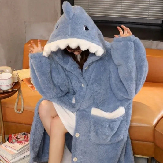 Cozy Fleece Shark Hooded Throw Blanket - Luxicro