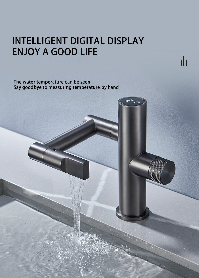 Contemporary Automatic Rotating Waterfall Sink Faucet