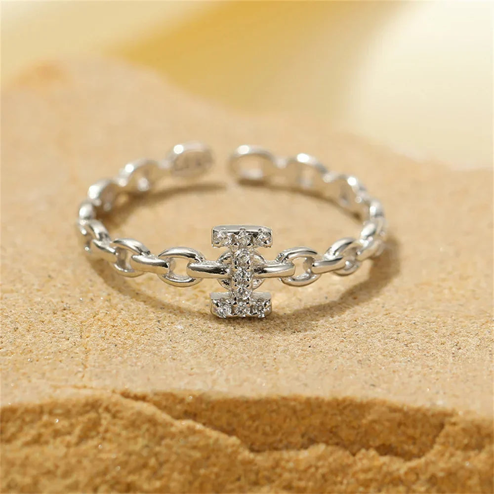 Elegant Initial Diamond Letter Ring