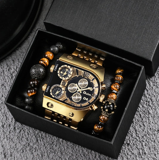 Big Dial Quartz Men's Premium Watch Box Set - Luxicro