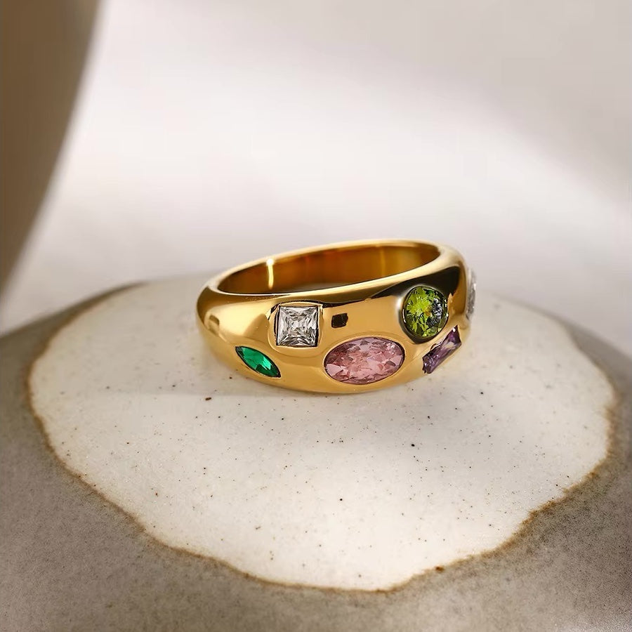 Fashionable Geometric Stone Ring - Luxicro