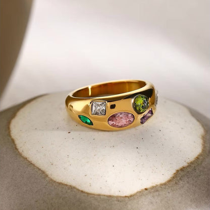 Fashionable Geometric Stone Ring - Luxicro