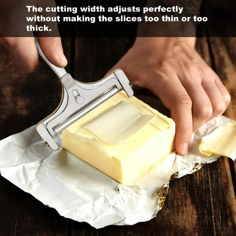 Premium Adjustable Cheese Slicer with Heavy Duty Metal Blade