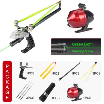 Accurate Long Range Fishing Slingshot with Laser Guide