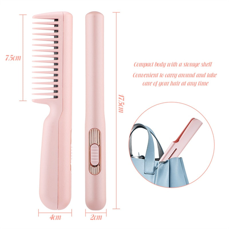 Compact Ceramic Hair Straightening Brush