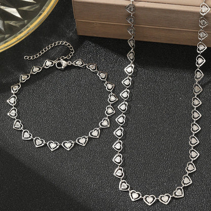 Lovely Heart Link Necklace Set
