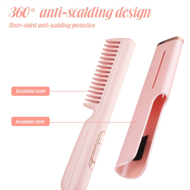 Compact Ceramic Hair Straightening Brush