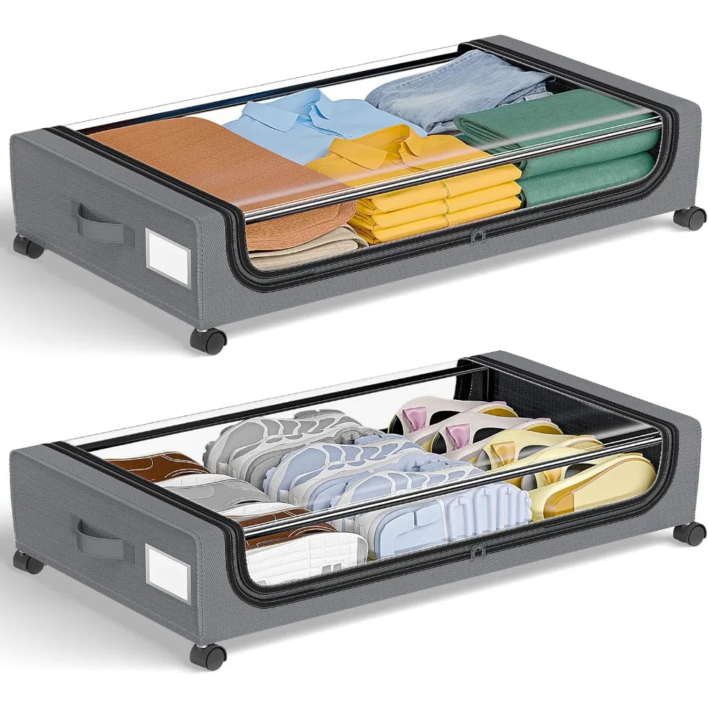 Compact Rolling Underbed Storage Bin
