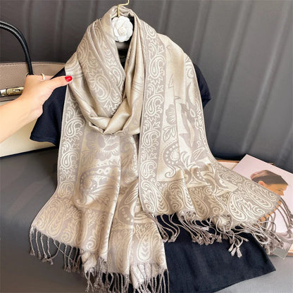 Soft Cashmere Women's Scarf with Warm Luxury Print
